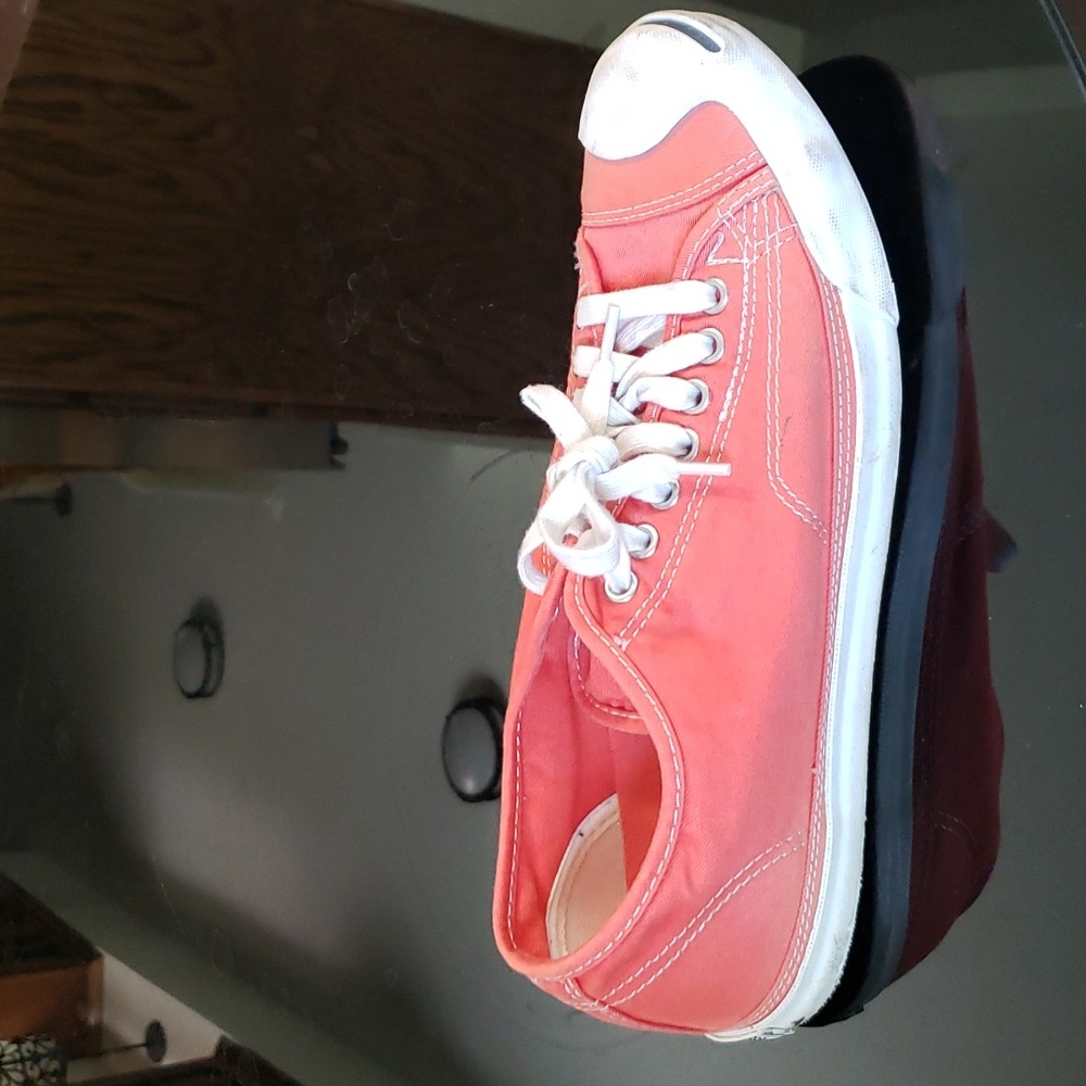 Converse Jack Purcell orange unisex sz. M 8.5 W 10.5 canvas low tops.  Pre-owned - Picture 3 of 9